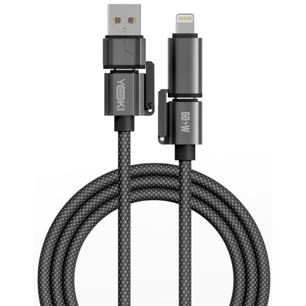 Фото - Кабель YOKI USB-A/Type-C to Type-C/to iP 60W 1.8m (CA93 Black)